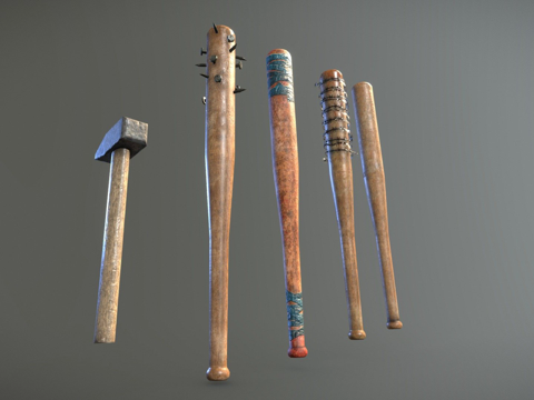  武器棒球棍与战锤3d模型 