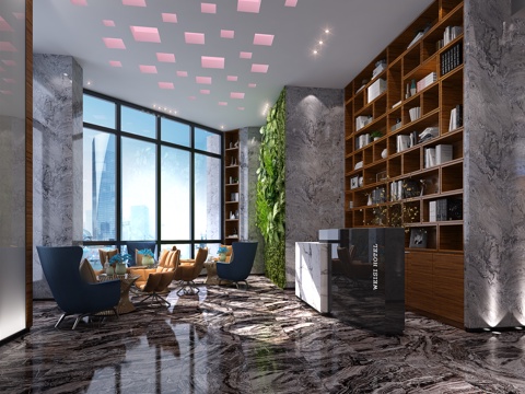  现代展示厅 前台3d模型 