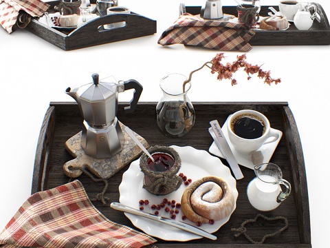  咖啡甜品下午茶3d模型 