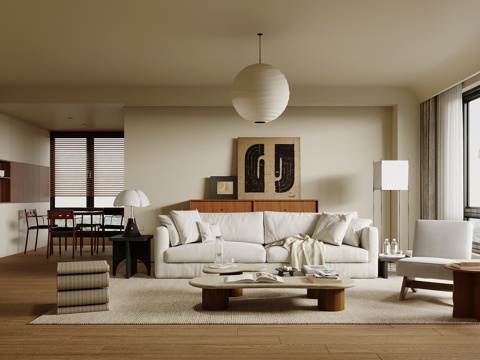  现代客厅 沙发茶几组合3d模型 