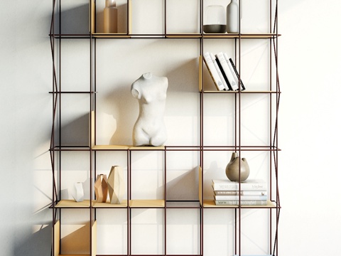  工业风装饰架 摆件组合3d模型 