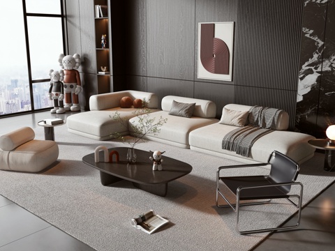  Minotti现代沙发茶几组合3d模型 