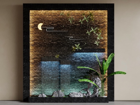  现代水景su模型 