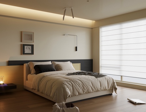  现代卧室 双人床3d模型 