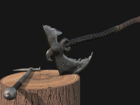  符文鹰斧3d模型 