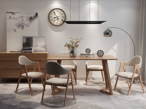  北欧餐桌椅组合 餐桌椅3d模型 