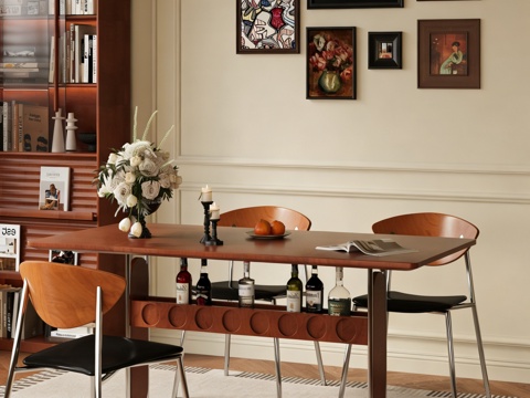  中古家居餐厅 开放式餐厅 设计师餐桌 设计师餐椅 餐桌椅3d模型 