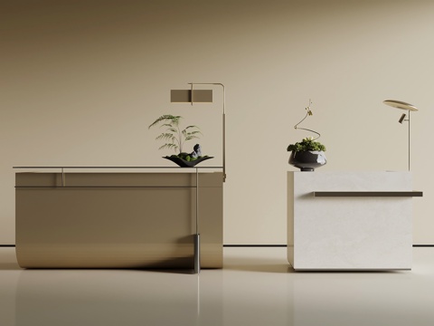  现代接待台 吧台3d模型 