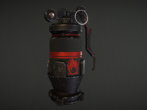  燃烧手榴弹3d模型 