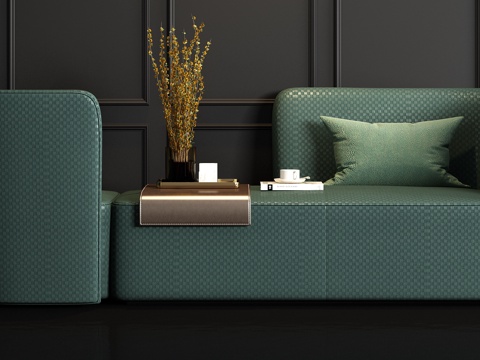  现代布艺沙发躺椅饰品组合3d模型 