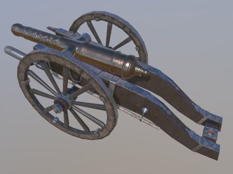  低多边形炮3d模型 