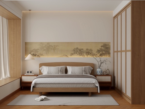  宋氏美学卧室3d模型 