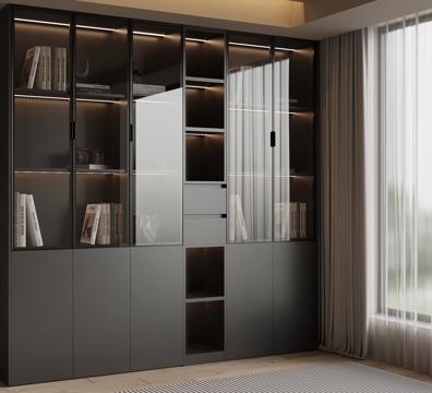  现代书柜su模型 