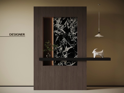 现代意式玄关 入户隔断su模型