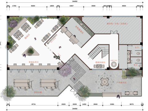 露营风茶餐厅 最新平面施工图合集cad施工图