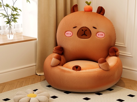 现代蒲团坐垫 水豚公仔软垫 卡皮巴拉坐垫 飘窗坐垫 阳台坐墩su模型