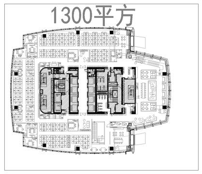  1300平办公室 最新平面施工图合集cad施工图 