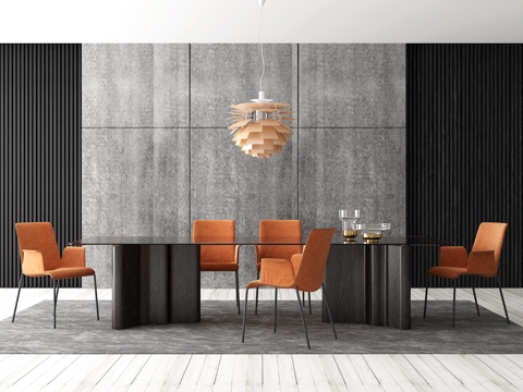  现代时尚餐桌椅3d模型 