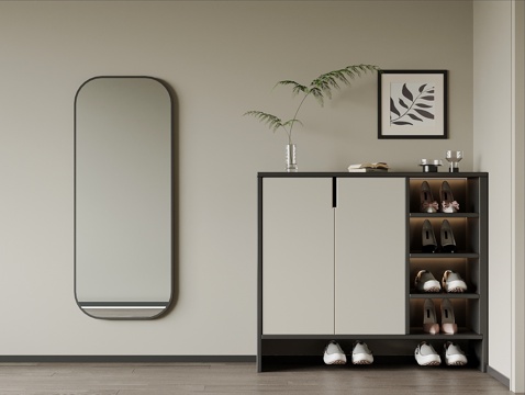 现代鞋柜 入户柜su模型