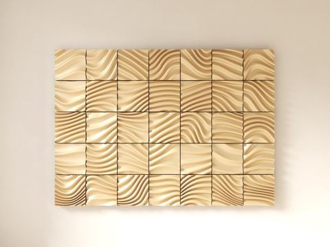  异形挂件 现代波纹背景墙 现代异形背景墙 波浪墙饰 现代波浪3d模型 