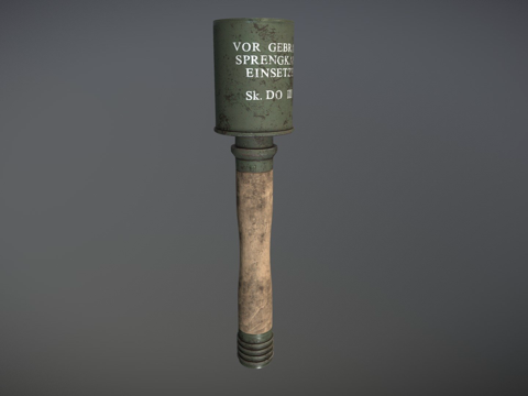  木柄手榴弹3d模型 