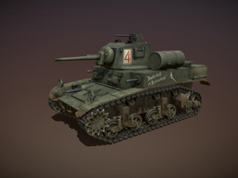  M3A1轻型坦克死亡地狱与毁灭3d模型 