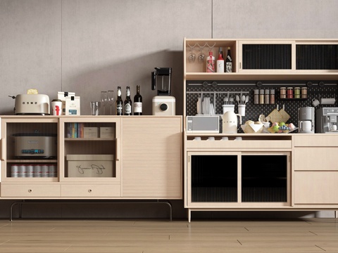  中古风储物柜 餐边柜3d模型 