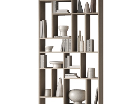  现代书房装饰架3d模型 