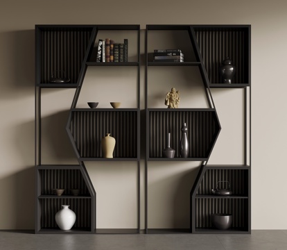  新中式博古架3d模型 