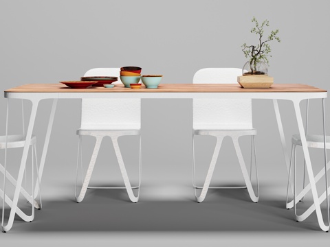  北欧餐桌椅子摆件组合3d模型 