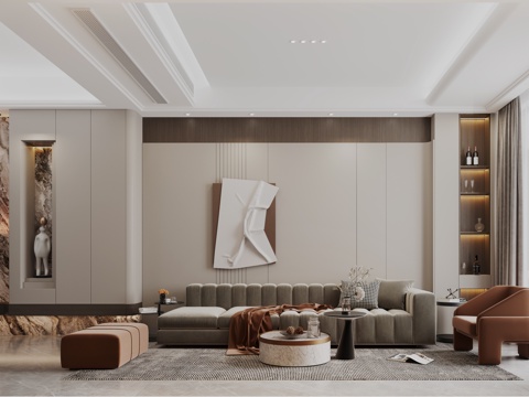  现代客厅玄关 沙发摆件雕塑 墙饰3d模型 