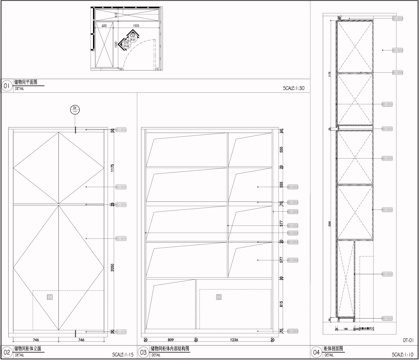 柜子平面立面图 储物间柜子 简易柜子  柜子节点cad施工图
