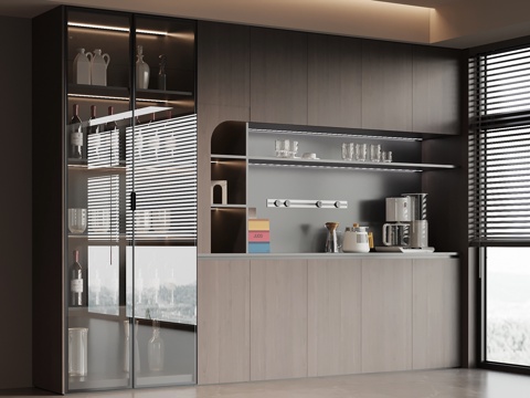  现代意式酒柜 餐边柜3d模型 