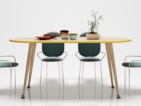  北欧餐桌椅子摆件组合3d模型 