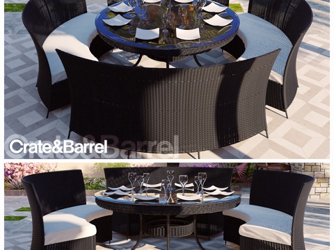  外景休闲餐桌椅3d模型 