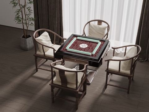  中式麻将桌3d模型 
