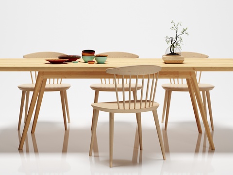  北欧餐桌椅子摆件组合3d模型 