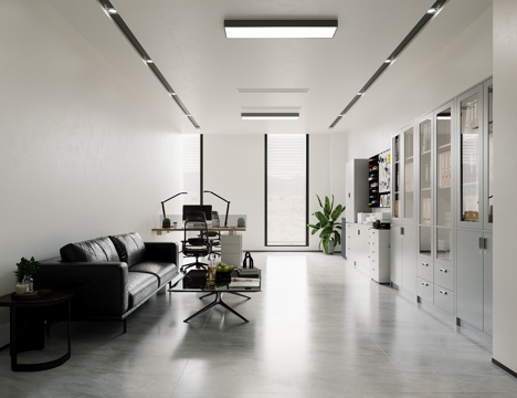  现代办公室 办公桌 沙发茶几组合 文件柜3d模型 