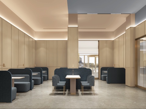  现代酒店餐厅早餐吧食堂汉庭3d模型 