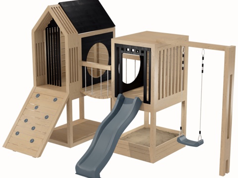  木质游乐场3d模型 
