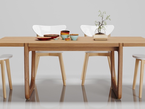  北欧餐桌椅子摆件组合3d模型 