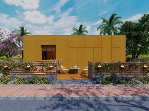  室外茶馆室外庭院室外建筑3d模型 