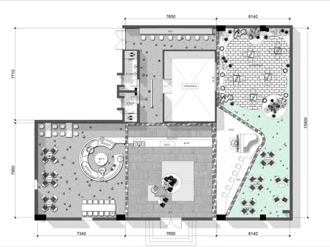 露营风咖啡馆 最新平面施工图合集cad施工图