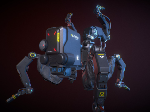  赛博朋克2077军用科技机器人3d模型 