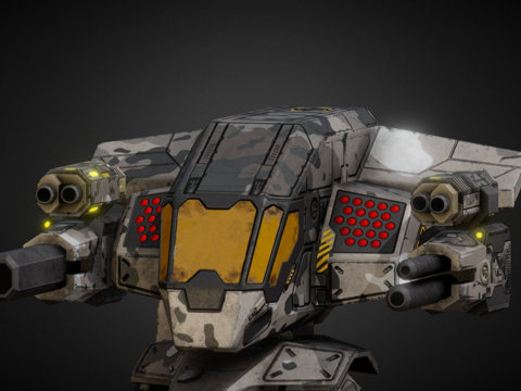  猎鹰低多边形动画机甲v23d模型 