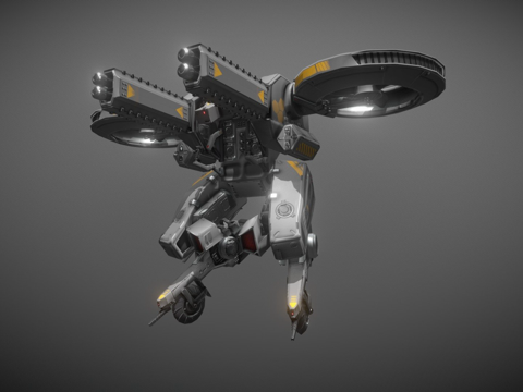  科幻机甲轨道炮3d模型 