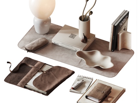  米色中性办公装饰套装283d模型 