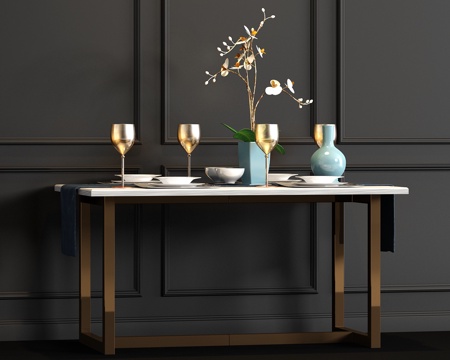  现代餐桌3d模型 