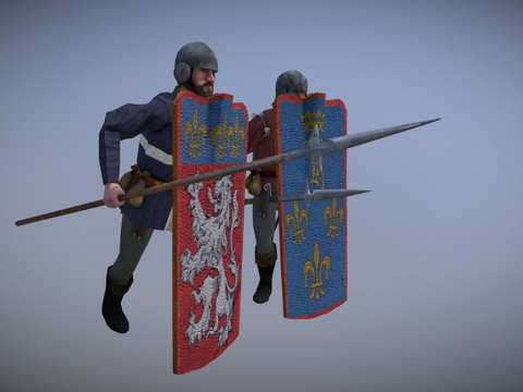  法国民兵大盾矛兵重装矛兵3d模型 