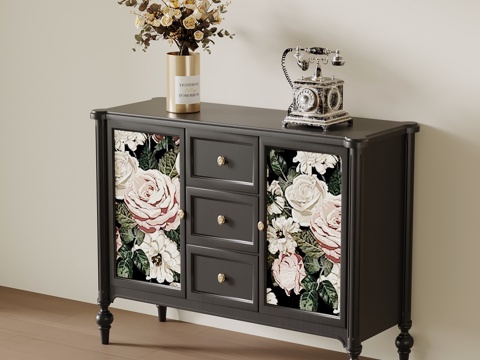  法式复古边柜 玄关柜3d模型 